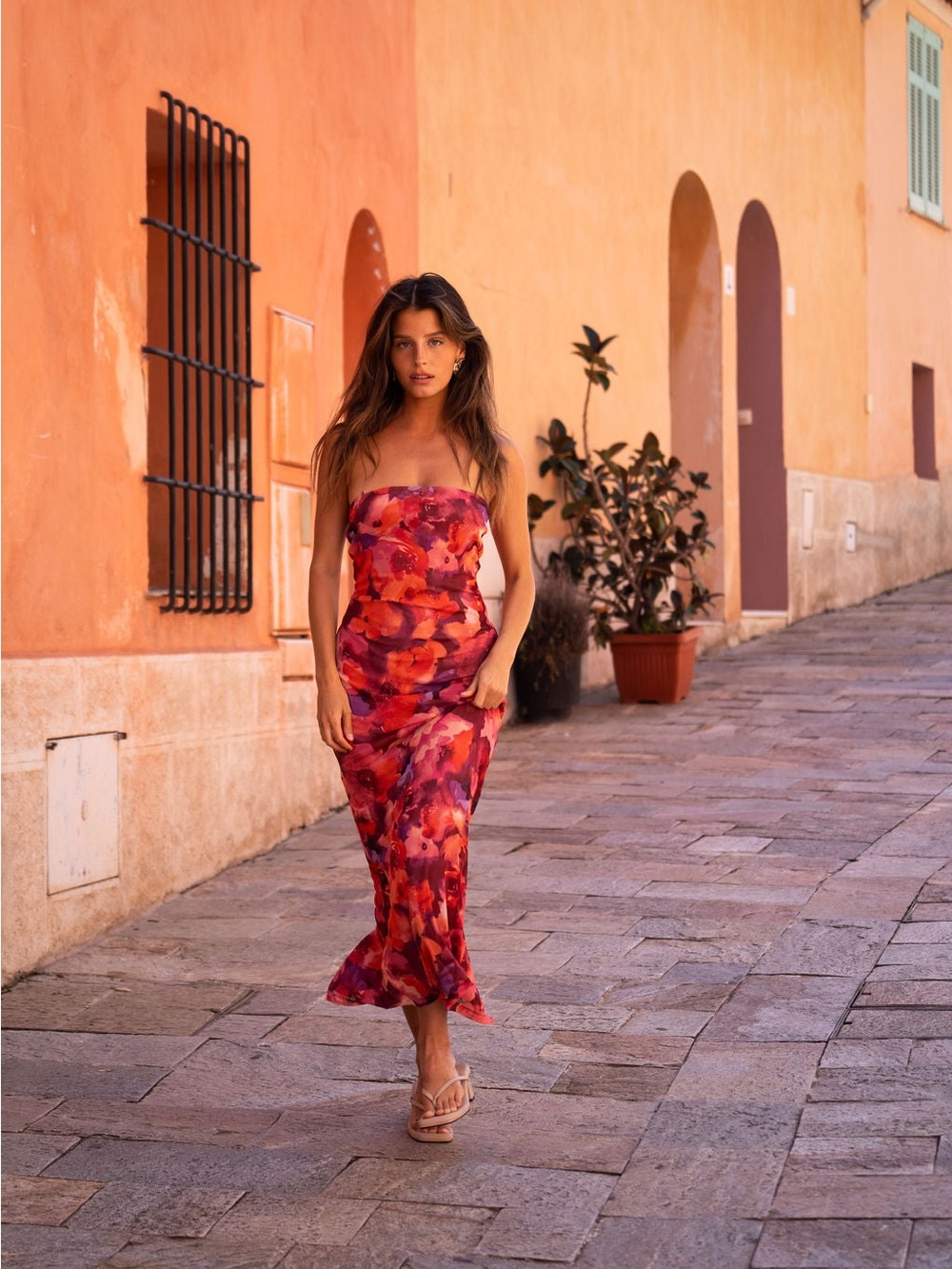 12th Tribe Avani Floral Strapless Maxi Dress